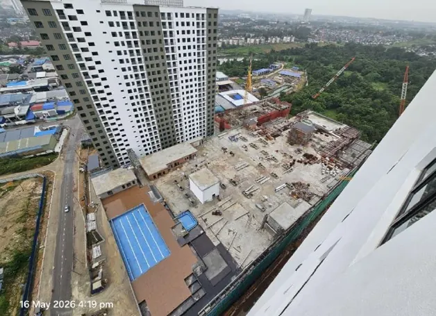 Foto tapak sebenar facilities Pinegate Residency dalam pembinaan pada 16 May 2026
