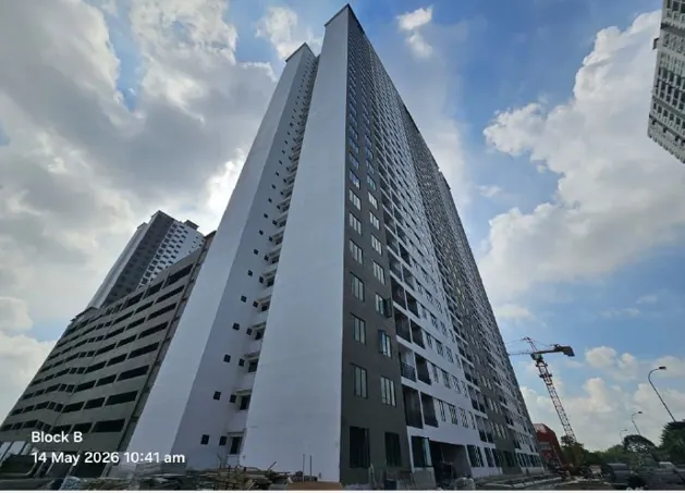 Foto tapak sebenar Tower B Pinegate Residency pada 14 May 2026